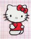 Mooie Hello Kitty met rode jurk, strijk applicatie ~ 7,5 cm - 0 - Thumbnail