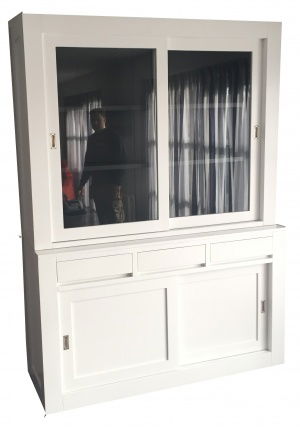 Winkelkast Diemen wit - grijs strak design laden greeploos 160cm breed - nr. 1