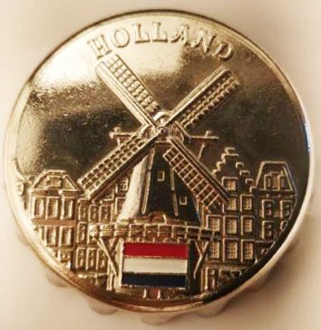 Holland metaal flesopener magneet - nieuw - nr. 1