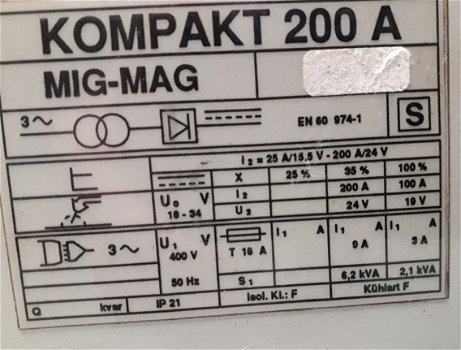 Lastoestel 400 volt Lasapparaat MIG MAG 200 amp. D+L - 3