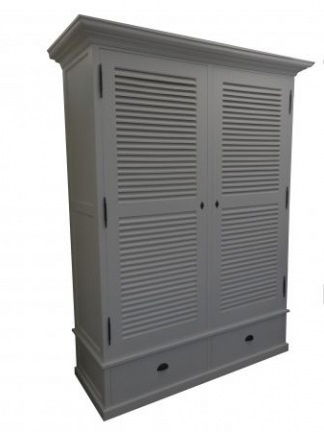 Dichte witte woonkamerkast met louvre deuren 140cm breed - nr. 1
