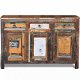 Dressoir / wandkast met 3 lades en 3 deuren - massief gerecycled hout - 2 - Thumbnail