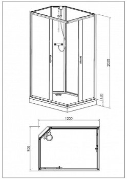 Sanifun complete douchecabine Leopoldo 1200 x 900 kitvrij - 8