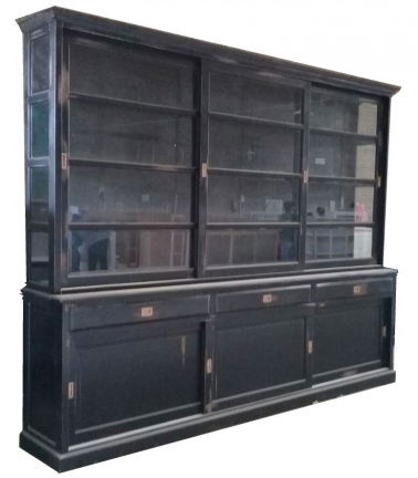 Buffetkast Maarn antiek zwart doorgeschuurd 300 x 50/40 x 240cm - nr. 1