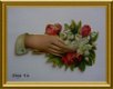 Antiek poezieplaatje : hand : lelietjes van dalen, rozen // victorian scrap : flowers - 1 - Thumbnail