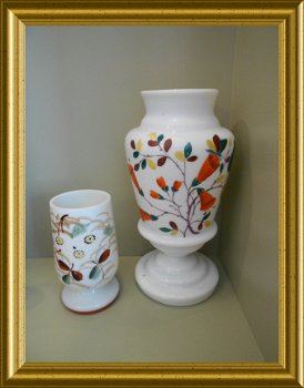 Mooi oud opaline glazen vaasje // antique opaline glass vase - 8