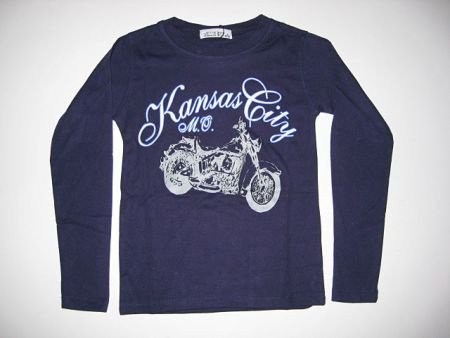 longsleeve in donkerblauw met motor in mt 98/104 - 1