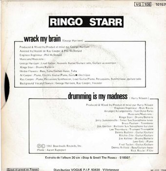 singel Ringo Starr - Wrack my brain / Drumming is my madness - 2