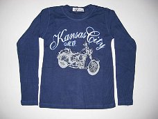 longsleeve in kobalt met motor in mt 98/104