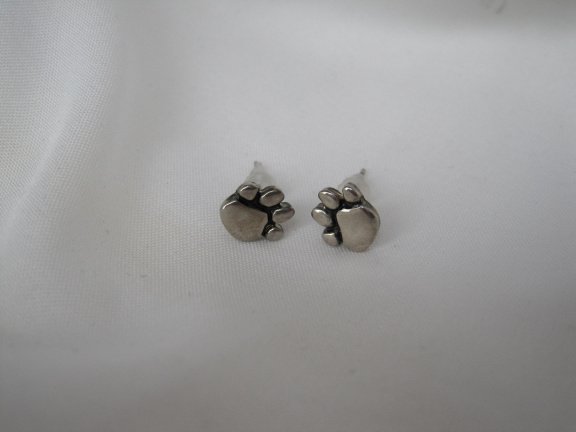 Zilveren oorbellen kleine beren / dieren pootje 0.8x0.8 cm - Afbeelding 6