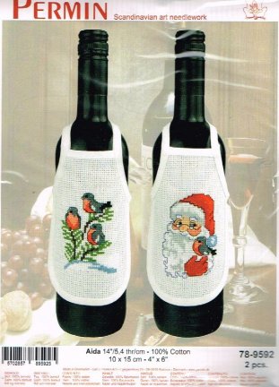 PERMIN BORDUURPAKKET 2 FLESSENHANGERS ,KERSTMAN EN ROODBORSTJES 9592 - nr. 1
