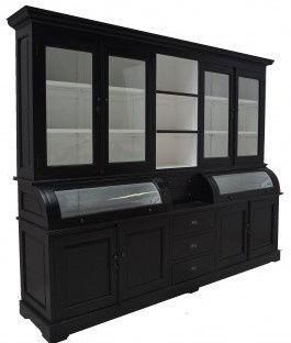 Buffetkast Bastiaan zwart - wit 300 x 50/35 x 210cm bolle kleppen - nr. 1