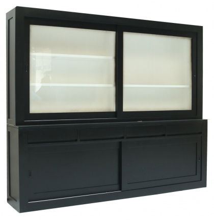 Winkelkast Diemen zwart - wit strak design laden greeploos 260 x 220cm - nr. 1