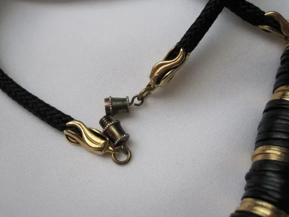 Ketting schijfjes en lucite kralenhanger cleopatra model 62 cm - Afbeelding 5