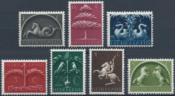 Nederland - Germaanse symbolen - 1943 - NVPH 405#411 - Serie - Postfris - 1