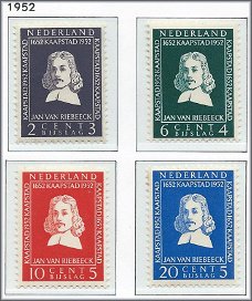 Nederland - Riebeeck Monument 1952 - NVPH 578#581 - Serie - Postfris