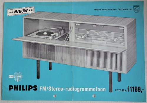 Introductie folder PHILIPS Stereo-radiogrammofoon F7X52A brochure 1965 (D263). - 0