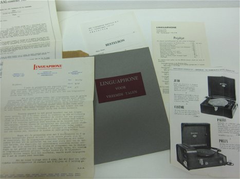 Antieke Grammofoon LINGUAPHONE folder - setje jaren 1953 NL (D240) - 2