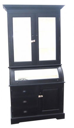 Buffetkast Bastiaan zwart - wit 100 x 50/35 x 210cm bolle kleppen - nr. 1