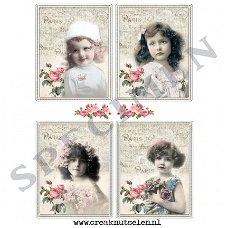 Digitaal knipvel vintage rozen meisjes - zelf printen