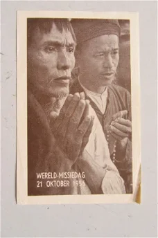 Zwart-wit prent Wereldmissiedag 21 oktober 1956