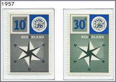 Nederland - Europa – Windroos 1957 - NVPH 700#701 - Serie - Postfris