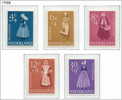 Nederland - Zomerzegels 1958 - NVPH 707#711 - Serie - Postfris - 1