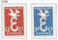 Nederland - Europa – Letter E en duif 1958 - NVPH 713#714 - Serie - Postfris - 1 - Thumbnail