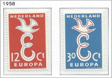 Nederland - Europa – Letter E en duif 1958 - NVPH 713#714 - Serie - Postfris