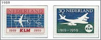 Nederland - 40 jaar KLM 1959 - NVPH 729#730 - Serie - Postfris - 1 - Thumbnail