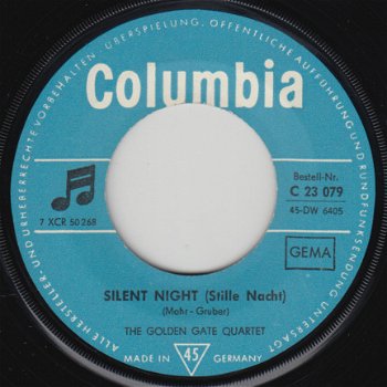 KERSTSINGLE * THE GOLDEN GATE QUARTET -SILENT NIGHT * GERMANY 7