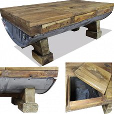 Salontafel 90x50x35 cm handgemaakt van massief gerecycled hout en ton van gevalvaniseerd ijzer