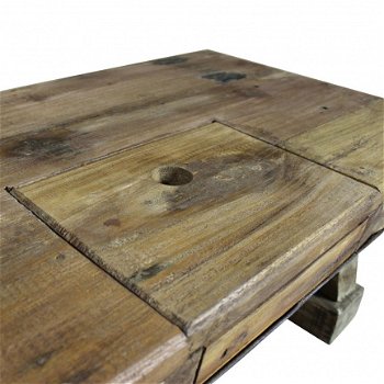 Salontafel 90x50x35 cm handgemaakt van massief gerecycled hout en ton van gevalvaniseerd ijzer - 7