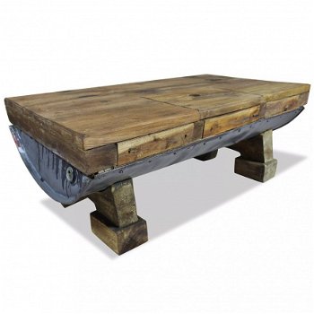 Salontafel 90x50x35 cm handgemaakt van massief gerecycled hout en ton van gevalvaniseerd ijzer - 3