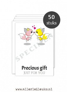 Sieraden kaartjes precious gift vosjes A7 - 50 stuks