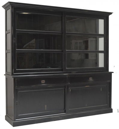 Buffetkast Heino antiek zwart doorgeschuurd 235 x 50/40 x 220cm - nr. 1