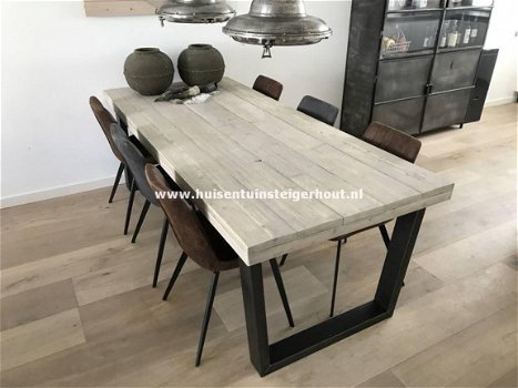 Steigerhout BUREAU Tafel Eettafel met Industriele/Metalen Onderstel - 6