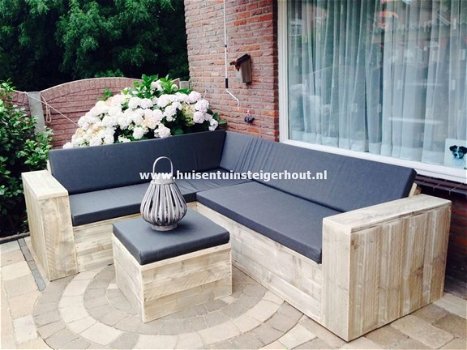 Steigerhout Lounge Hoekbank Loungebank ACTIEMAAND - 2