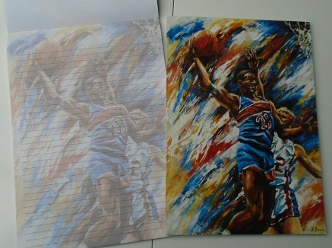 SCHRIJFBLOK BASKETBAL A4 GELIJND PAPIER MET DECOR - 1