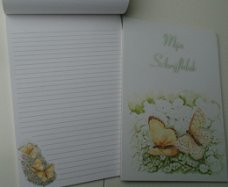 SCHRIJFBLOK VLINDERS A4 GELIJND PAPIER MET DECOR