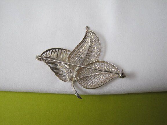Zilveren broche bladmodel 5.8x4.7 cm - Afbeelding 2