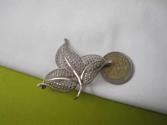 Zilveren broche bladmodel 5.8x4.7 cm - Afbeelding 3