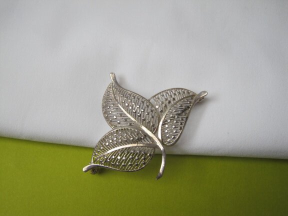 Zilveren broche bladmodel 5.8x4.7 cm - Afbeelding 4
