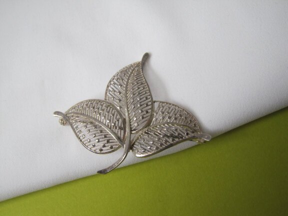 Zilveren broche bladmodel 5.8x4.7 cm - Afbeelding 6