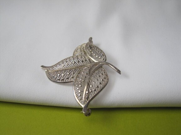 Zilveren broche bladmodel 5.8x4.7 cm - Afbeelding 7