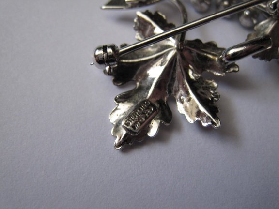 Zilveren broche hanger Carl Art heldere en blauwe rijnsteen kristal 4.3x2.6 cm - Afbeelding 3