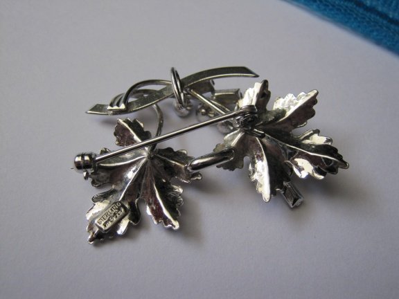 Zilveren broche hanger Carl Art heldere en blauwe rijnsteen kristal 4.3x2.6 cm - Afbeelding 4
