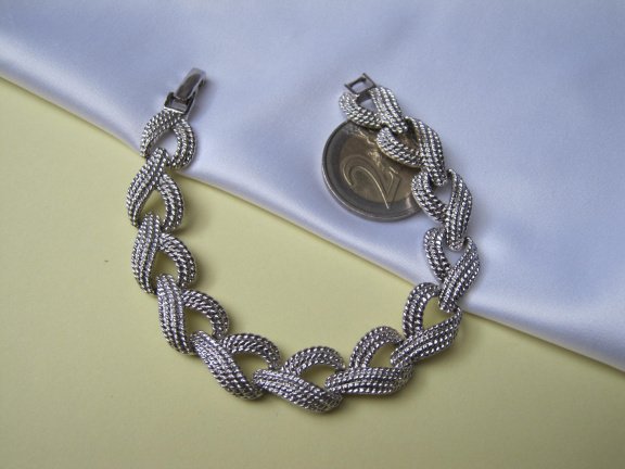 Armband Monet zilverkleurig koord motief schakels 17.5 cm. - Afbeelding 8