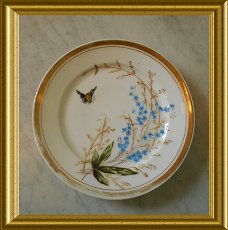 Mooi handgeschilderd porseleinen bordje : vlinder