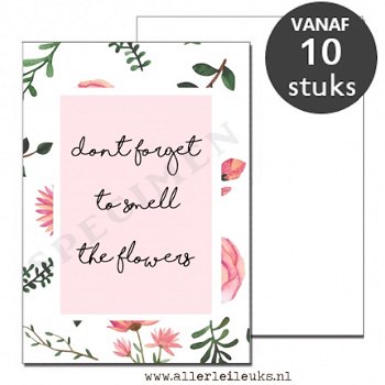 Zomer quote kaarten smell the flowers A6 - 10 stuks - 1